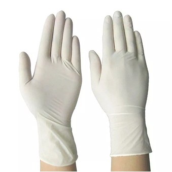 White latex medical examination gloves