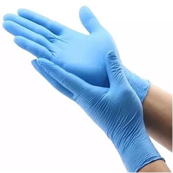 Blue powder-free nitrile examination gloves