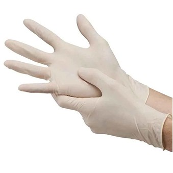 White sterile latex surgical glove, isolated on white
