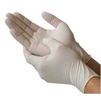 White sterile latex surgical glove