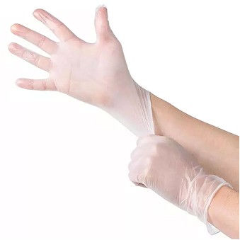 Clear vinyl PVC examination gloves
